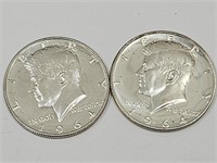 2- 1964 Kennedy Silver Half Dollar Coins