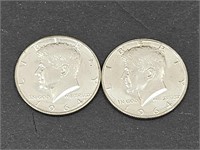 2- 1964 Kennedy Silver Half Dollar Coins