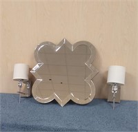 Mirror and 2 Sconce light set
