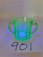 Green Uranium Double Handle Depression Glass