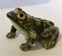 Vintage ceramic glazed garden frog figurine 5 1/2