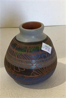 Navajo painted clay pot measuring 3 3/4 inches