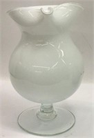 White And Clear Glass Footed Pitcher