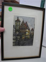 Vtg Germany Print Hand Signed by Artist 11&1/2 x 9