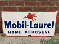 Original MOBIL - LAUREL Home Kerosene Enamel Sign