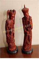 PAIR OF CHINESE CARVED WOOD FIGURES