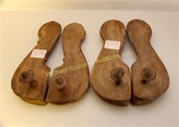 TWO PAIRS BALI TEMPLE WOODEN SLIPPERS CIRCA 1920