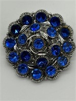 RARE Weiss Silver Tone Inverted Rhinestone Brooch