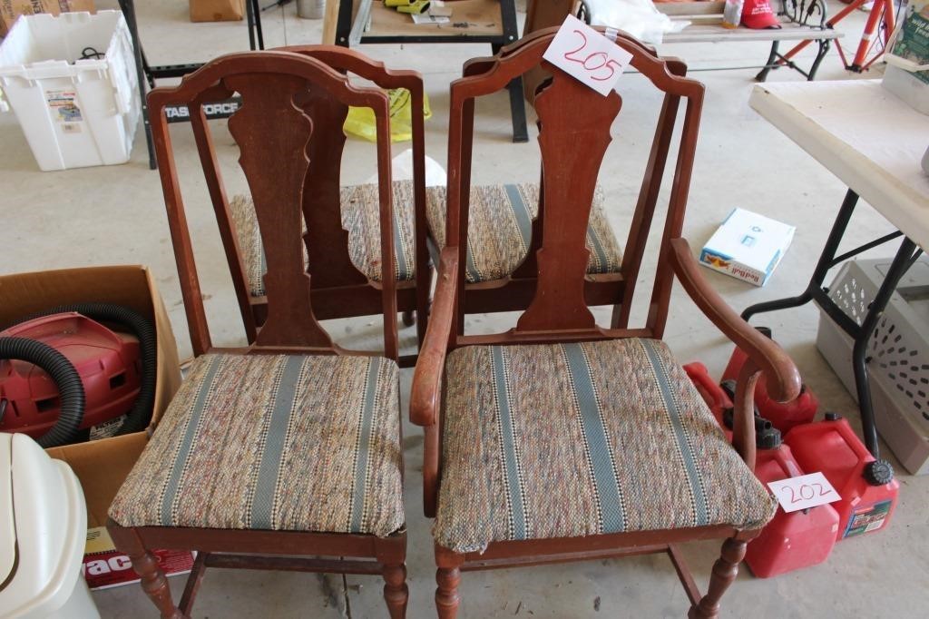 4 DINING CHAIRS, 1 CA[PTAIN