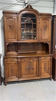 Two Pc. French Flower & Ribbon Carved Cabinet