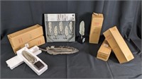 (2) Silver Feather Decoratives Set