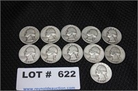 11 Washington Silver Quarters
