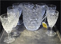 Cut Glass Pitcher with 8 Glasses