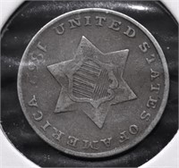 1852 3 CENT SILVER XF