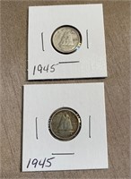 2 X 1945 TEN CENT