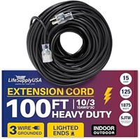 SEALED-100 ft Power Extension Cord Outdoor & Indoo