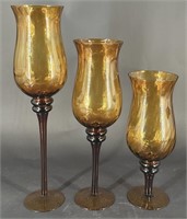 3 MCM Empoli Amber Long Stem Vases