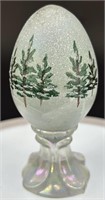 Fenton Hp Woodland Frost Irid Pedestal Egg #1844