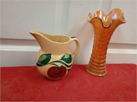 Watts pitcher, carnival Glass
