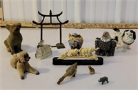 Lot of small animal figures vase and brass