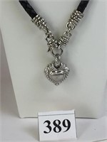 BRIGHTON SILVER TONE METAL HEART PENDANT NECKLACE