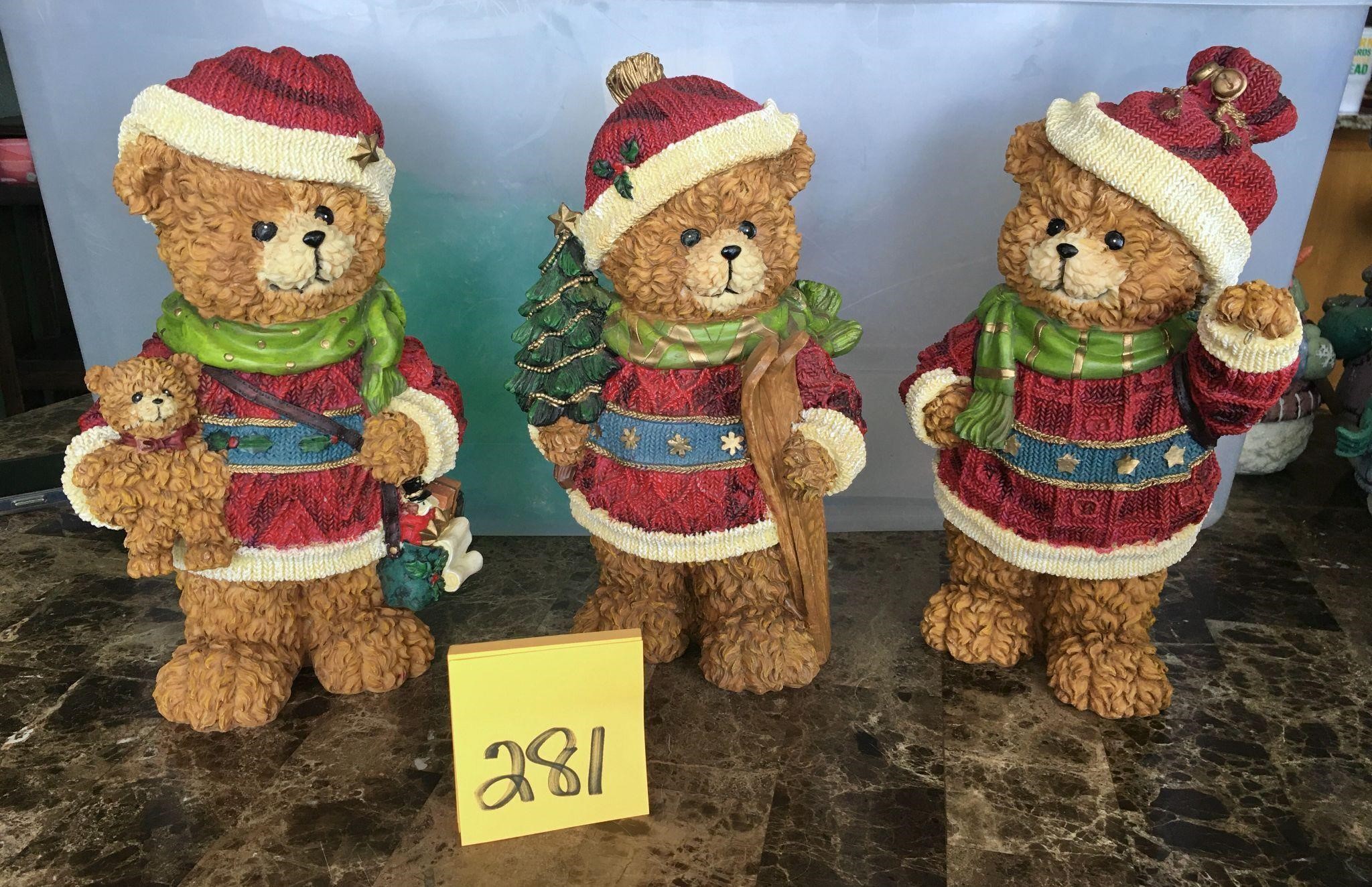 Vintage hand Painted 12" Resin Bear Lot