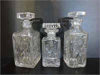 3X CUT CRYSTAL LIQOUR DECANTERS WITH STOPPER