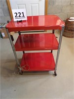 Red Metal Kitchen Cart