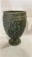 Antique pewter beaker cup, with an intricate