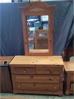 Solid Pine Small Dresser with Mirror