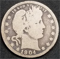 1904-O Barber Silver Quarter, Semi Key Date