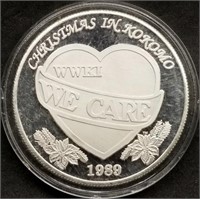 1 Troy Oz .999 Silver Round - 1999 We Care Design
