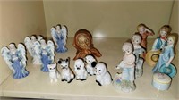 Assorted Ceramic Angel, Child, and Dog Figurines+
