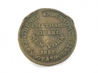 Henry Anderson Boot & Shoe Store NY Token 1837