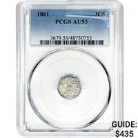 1861 Silver Three Cent PCGS AU53