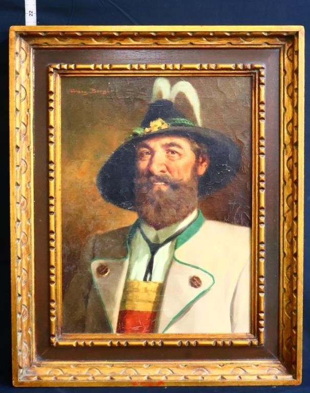 Vntg framed 20.5x17 Huntsman oil on canvas