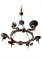 French Iron Round Light Fixture w/ Medallions