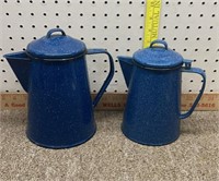 Two enamel coffee pots
