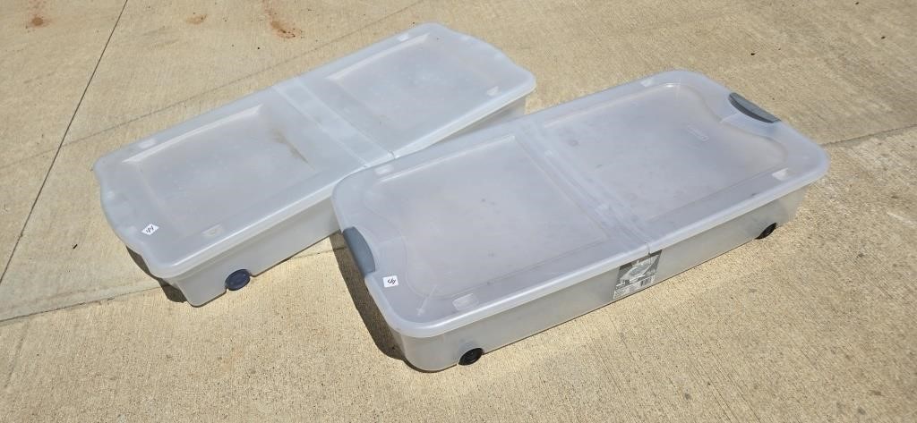 2 Each Rolling Sterilite under bed containers