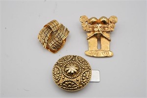 Gold Tone Brooches and Etc.