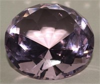Pink Glass Faceted Diamond Paperweight 2 3/8"d