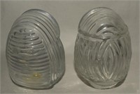 (2) Vtg USA Glass Bird Cage Feeder Waterers