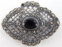 Vintage Sterling Silver Brooch - Marcasite and
