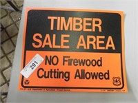 Vintage NO Firewood Cutting Sign, approx. 9" x 11"