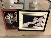 2 framed prints. Largest is 34x28
