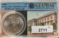 1888 Morgan Silver Dollar GLOBAL Slabbed (BRILL UN