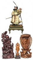 Lot of Carved Asian Wood Figures & Other Figure.