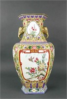 Hexagon Famille Rose Porcelain Vase Qianlong MK