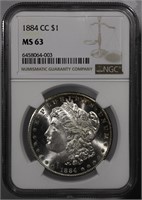 1884-CC Morgan Dollar NGC MS63 NICE