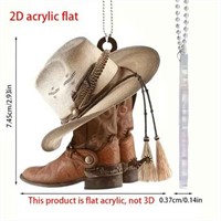 2D Acrylic Decorative Pendant - White Hat Boot Ca